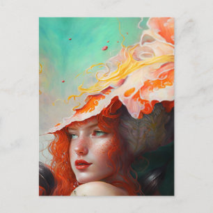 Beautiful Artistic Abstract Red Haired Ginger Girl Postcard