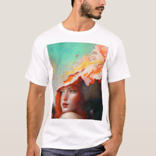 Beautiful Artistic Abstract Red Haired Ginger Girl T-Shirt