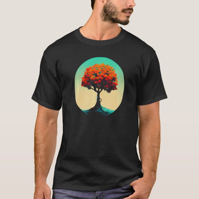 Beautiful Artistic Abstract Tree Oil Painting Grap T-Shirt (Front)