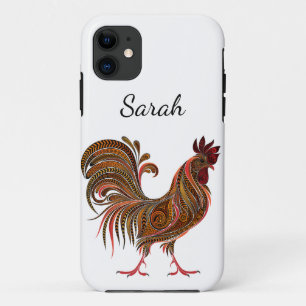 Beautiful Artistic Design Rooster Farm Chicken Case-Mate iPhone Case