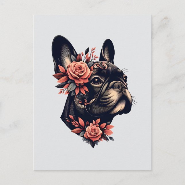 Beautiful artistic Frenchie Postcard (Front)