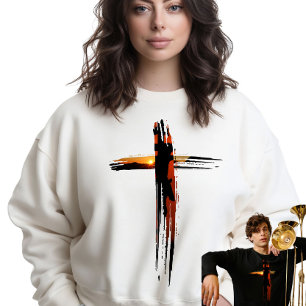 Beautiful Artistic Rustic Christmas Cross Sweatshirt