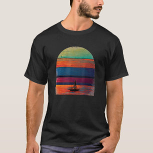 Beautiful Artistic Sailboat Sunset Painting Retro  T-Shirt