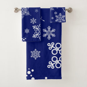 Beautiful artistic Snowflakes Pattern Christmas Bath Towel Set