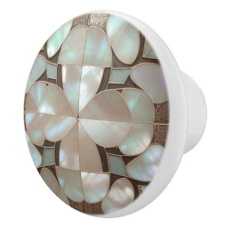 Beautiful artsy Mother of pearl inspired unique Ceramic Knob