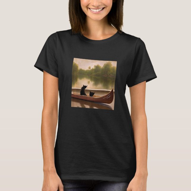 Beautiful Artwork Two Cats In A Boat Stunning T-Shirt (Front)