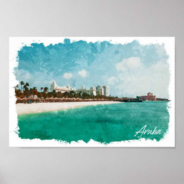 Beautiful Aruba Tropical Island Travel Poster (Front)