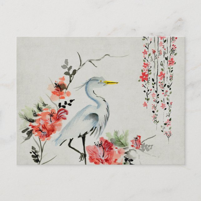 beautiful Asian crane bird Postcard (Front)