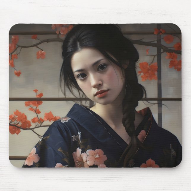 Beautiful Asian Girl Mouse Pad (Front)