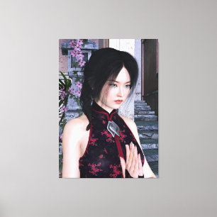 Beautiful Asian Woman Traditional Dress Canvas Print