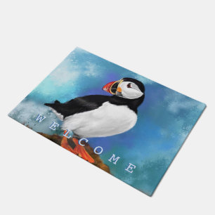 Beautiful Atlantic Puffin Doormat Welcome