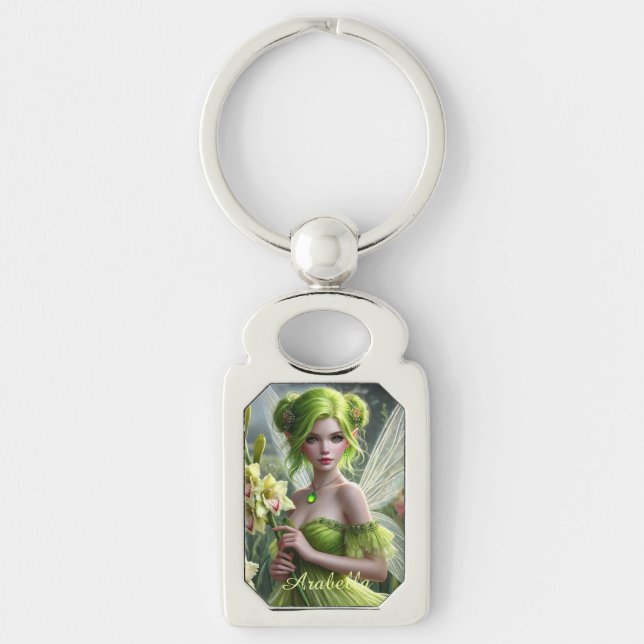 Beautiful August Fairy in Gladioli Key Ring (Front)