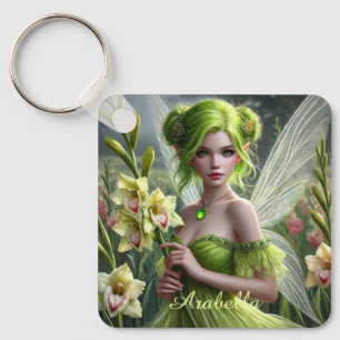 Beautiful August Fairy in Gladioli Key Ring
