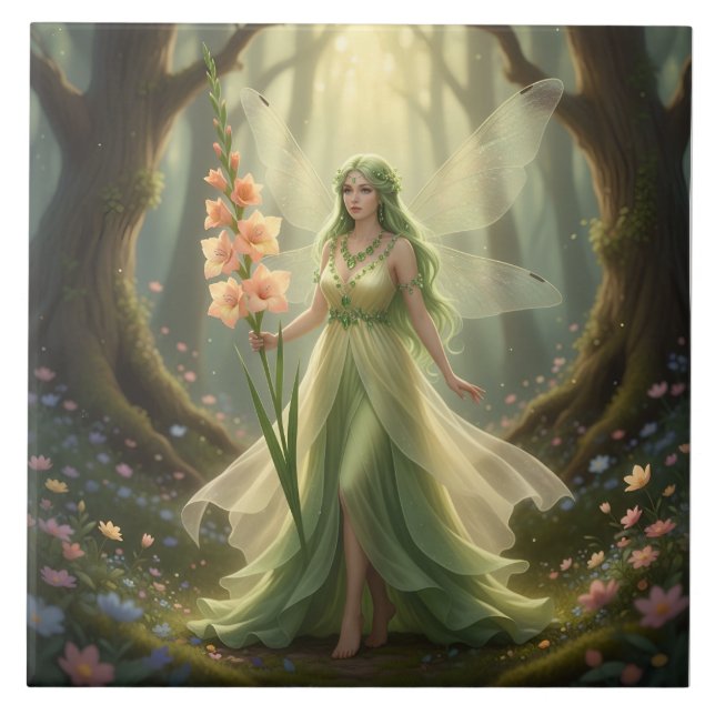 Beautiful August Peridot Fairy Tile (Front)