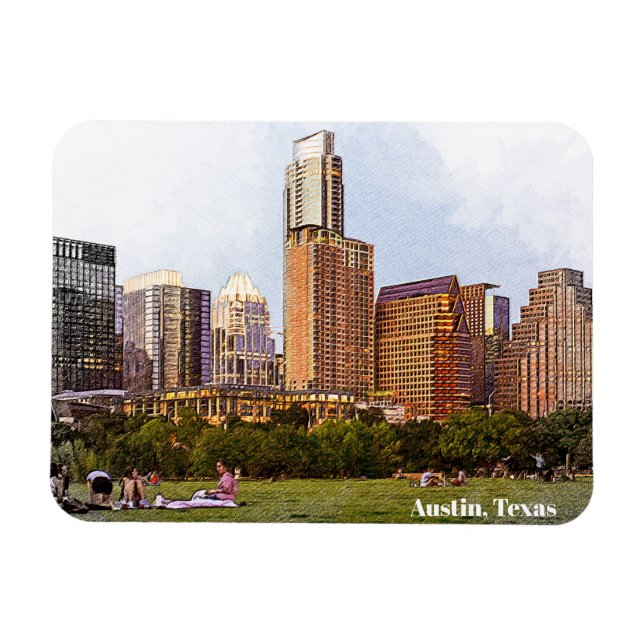 Beautiful Austin Texas Skyline Travel  Magnet (Horizontal)