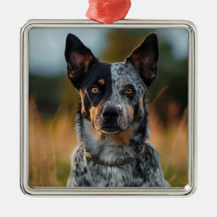 BEAUTIFUL AUSTRALIAN CATTLE DOG IN FIELD METAL TREE DECORATION