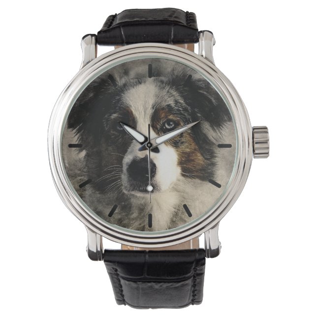 Beautiful Australian Shepard Custom Personalised Watch (Front)