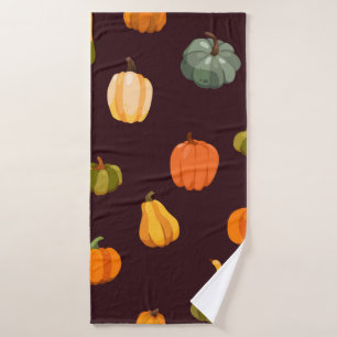 Beautiful autumn background with colourful pumpkin bath towel
