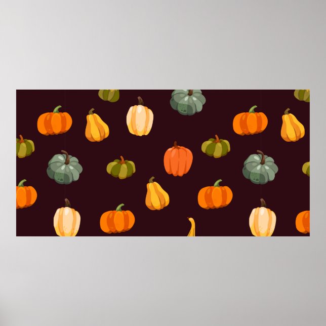 Beautiful autumn background with colourful pumpkin poster (Front)