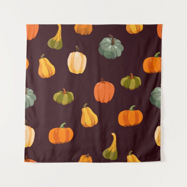 Beautiful autumn background with colourful pumpkin tapestry (Front)