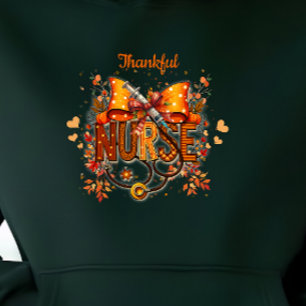 Beautiful Autumn Colours Bow Thankful Nurse  Hoodie