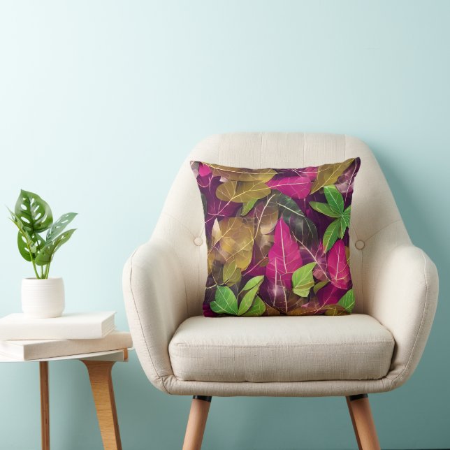 Beautiful Autumn Fall Leaves Pattern Cushion (Chair)