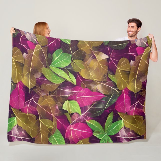 Beautiful Autumn Fall Leaves Pattern  Fleece Blanket (In Situ)