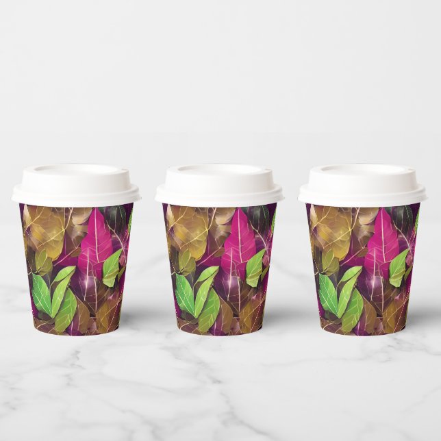 Beautiful Autumn Fall Leaves Pattern   Paper Cups (Multi)