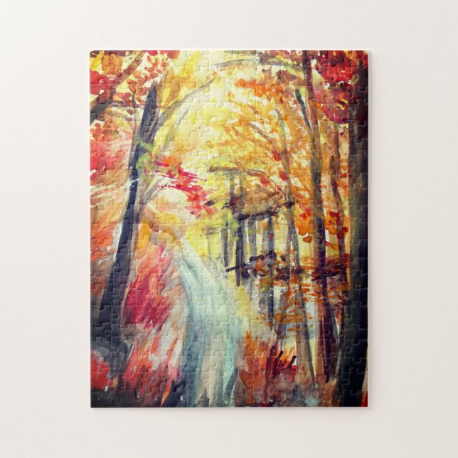 Beautiful autumn, Fall Watercolor Art  Jigsaw Puzzle (Vertical)