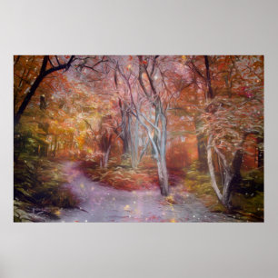 Beautiful Autumn Fantasy Art Forest Path Poster