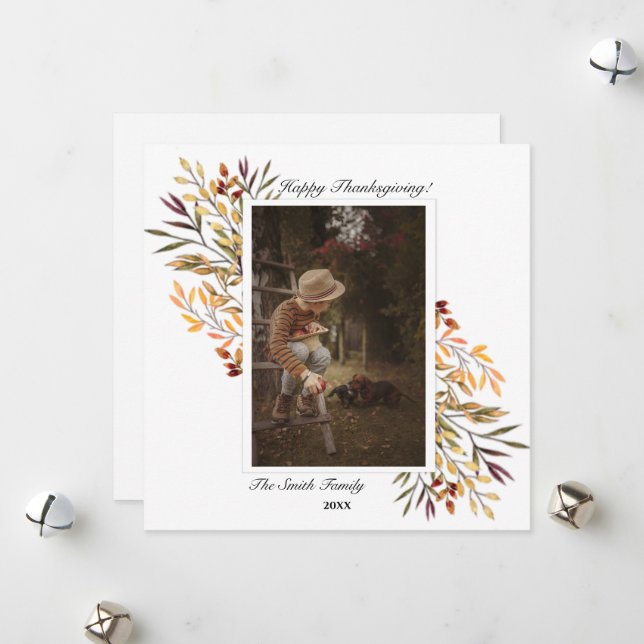 Beautiful Autumn Foliage Thanksgiving Photo Holiday Card (Front/Back In Situ)