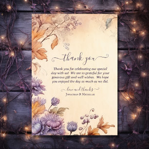 Beautiful Autumn Leaf, Flower Vintage Fall Wedding Thank You Card