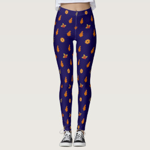 Beautiful Autumn Leaves Flowers Pattern Girly Leggings