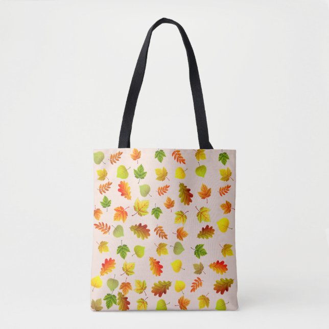 Beautiful Autumn Leaves on Beige Tote Bag (Front)