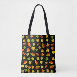 Beautiful Autumn Leaves on Black Tote Bag