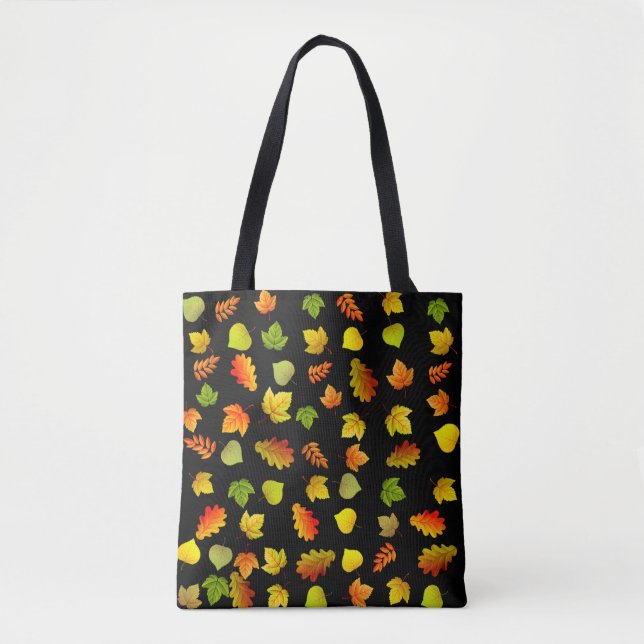Beautiful Autumn Leaves on Black Tote Bag (Front)