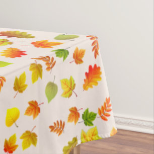 Beautiful Autumn Leaves on Light Beige Tablecloth