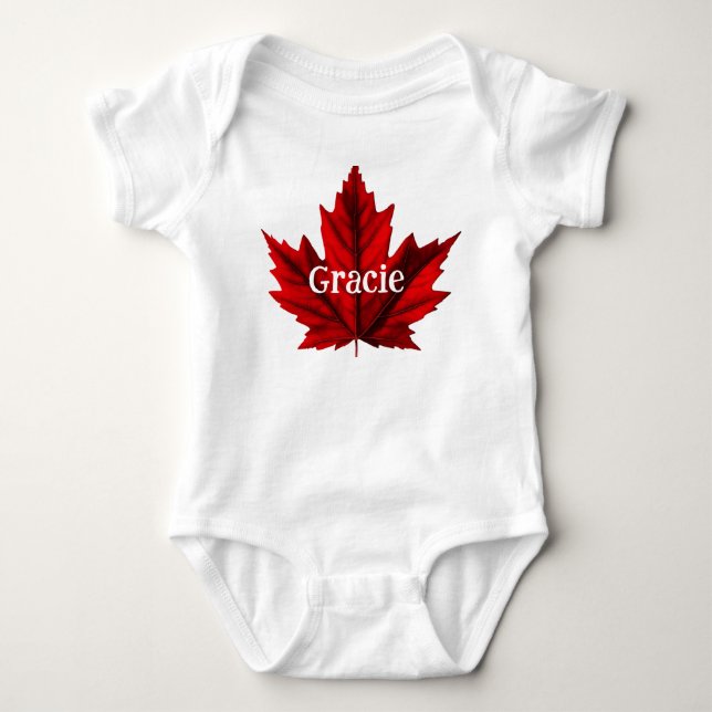 Beautiful Autumn Maple Leaf Baby Bodysuit (Front)