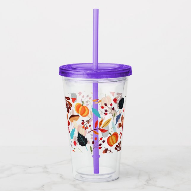 Beautiful Autumn Pattern Acrylic Tumbler (Front)