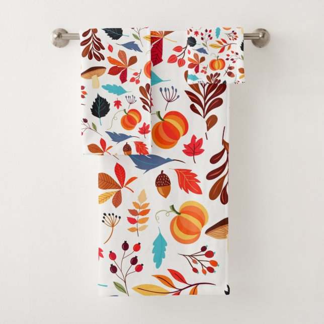 Beautiful Autumn Pattern Bath Towel Set (Insitu)