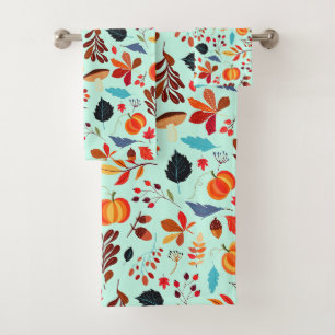 Beautiful Autumn Pattern - Choose/Add Your Colour Bath Towel Set