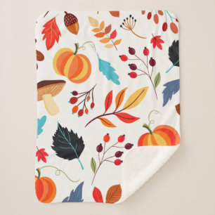 Beautiful Autumn Pattern Sherpa Blanket