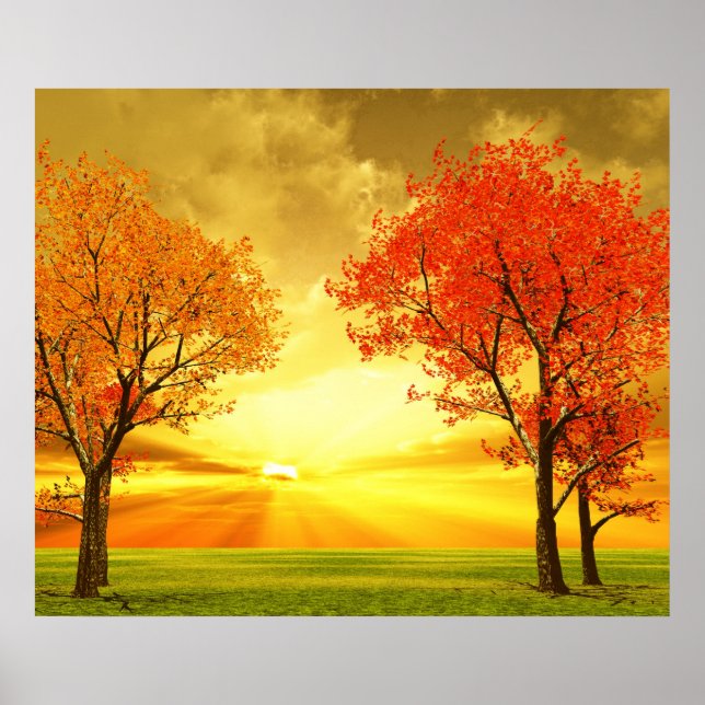 Beautiful autumn scenery poster (Front)