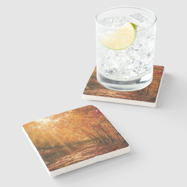 Beautiful autumn stone coaster (Side)