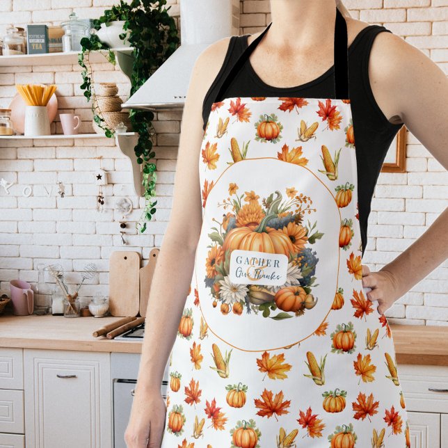 Beautiful Autumn Thanksgiving Pumpkin  Apron (Creator Uploaded)