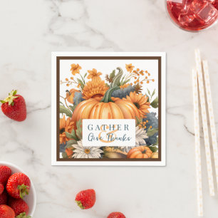 Beautiful Autumn Thanksgiving Pumpkin  Napkin