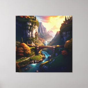 Beautiful Autumn Waterfall Water under the Bridge8 Canvas Print