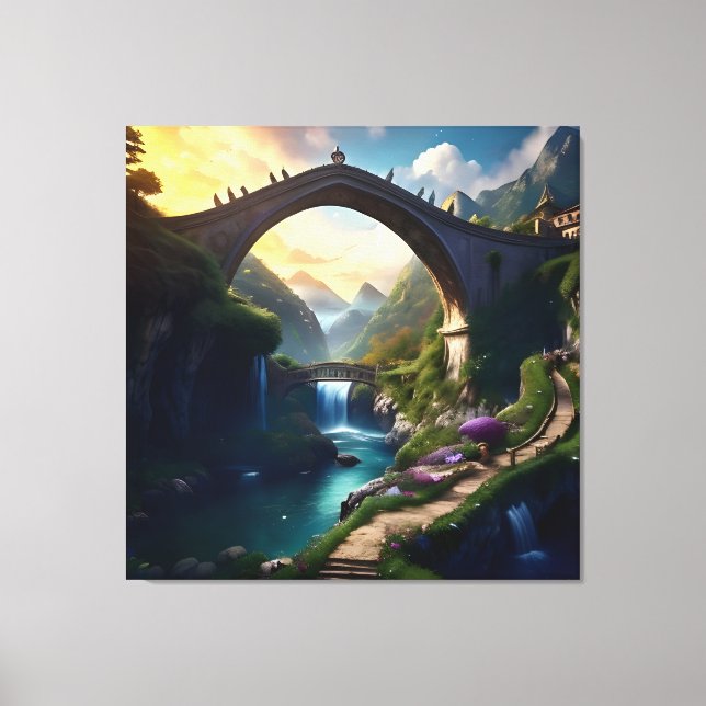 Beautiful Autumn Waterfall Water under the Bridge9 Canvas Print (Front)