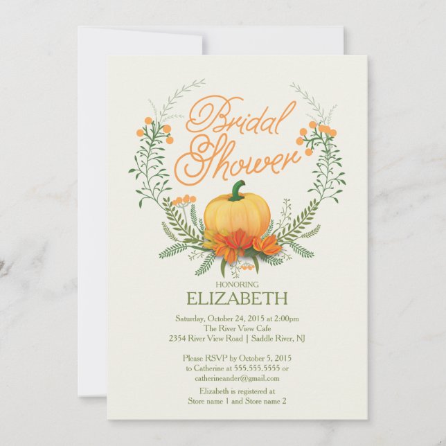 Beautiful Autumn Wreath Bridal Shower Invitation (Front)