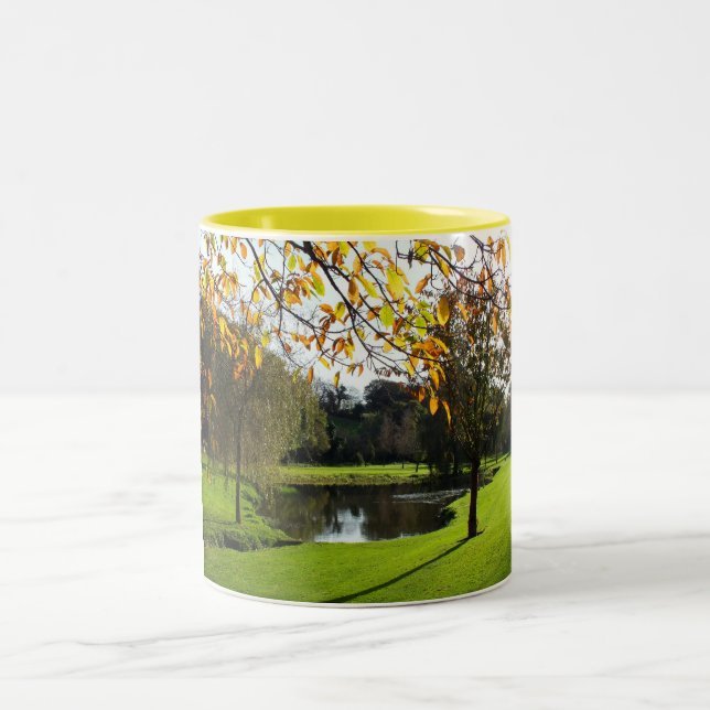 Beautiful autumnal scene in Jersey Two-Tone Coffee Mug (Center)